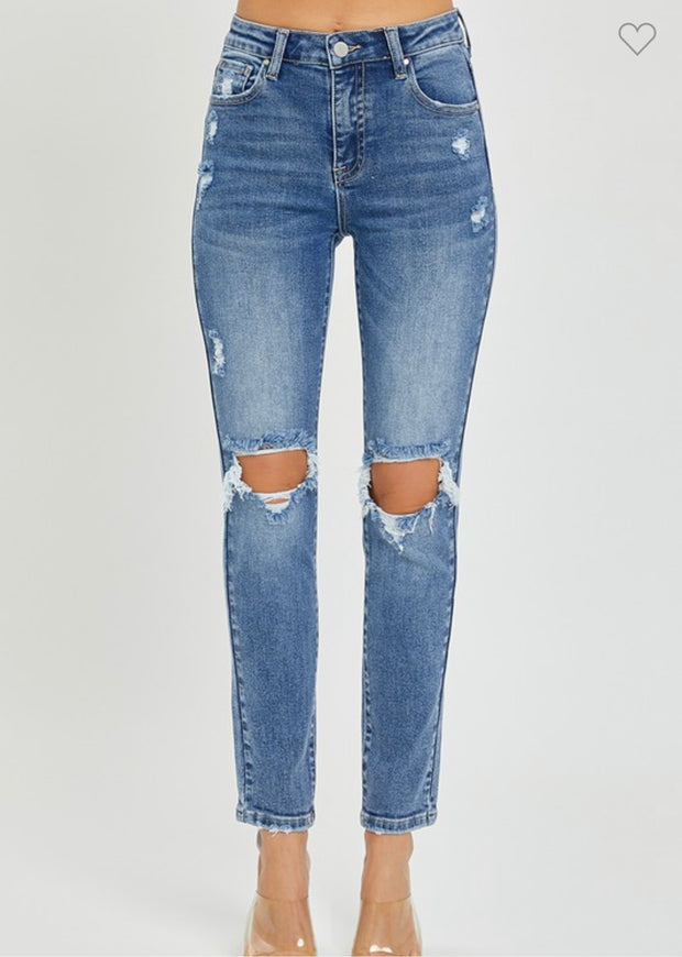 Ride It Out Distressed Knee Risen Jeans