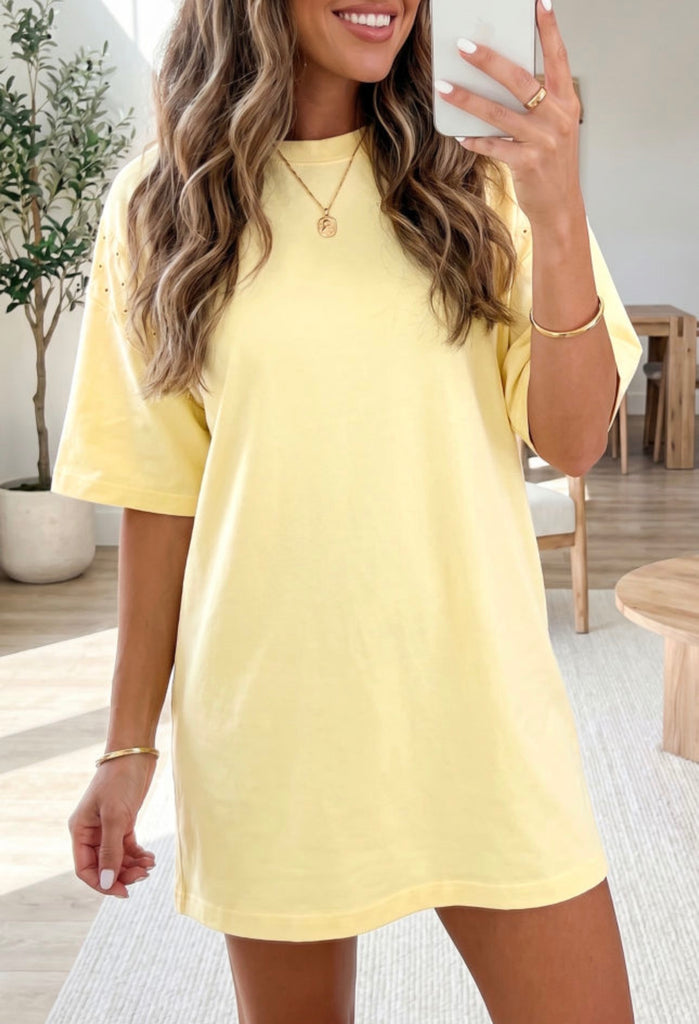 light yellow t shirt dress Women's Midi Dress T Shirt Dress Tee Dress A Line Dress Elegant Vacation Vintage Beach Regular Fit Floral Graphic Short Sleeve V Neck Light Yellow Yellow Pink Purple Summer Spring 2026