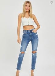 Ride It Out Distressed Knee Risen Jeans
