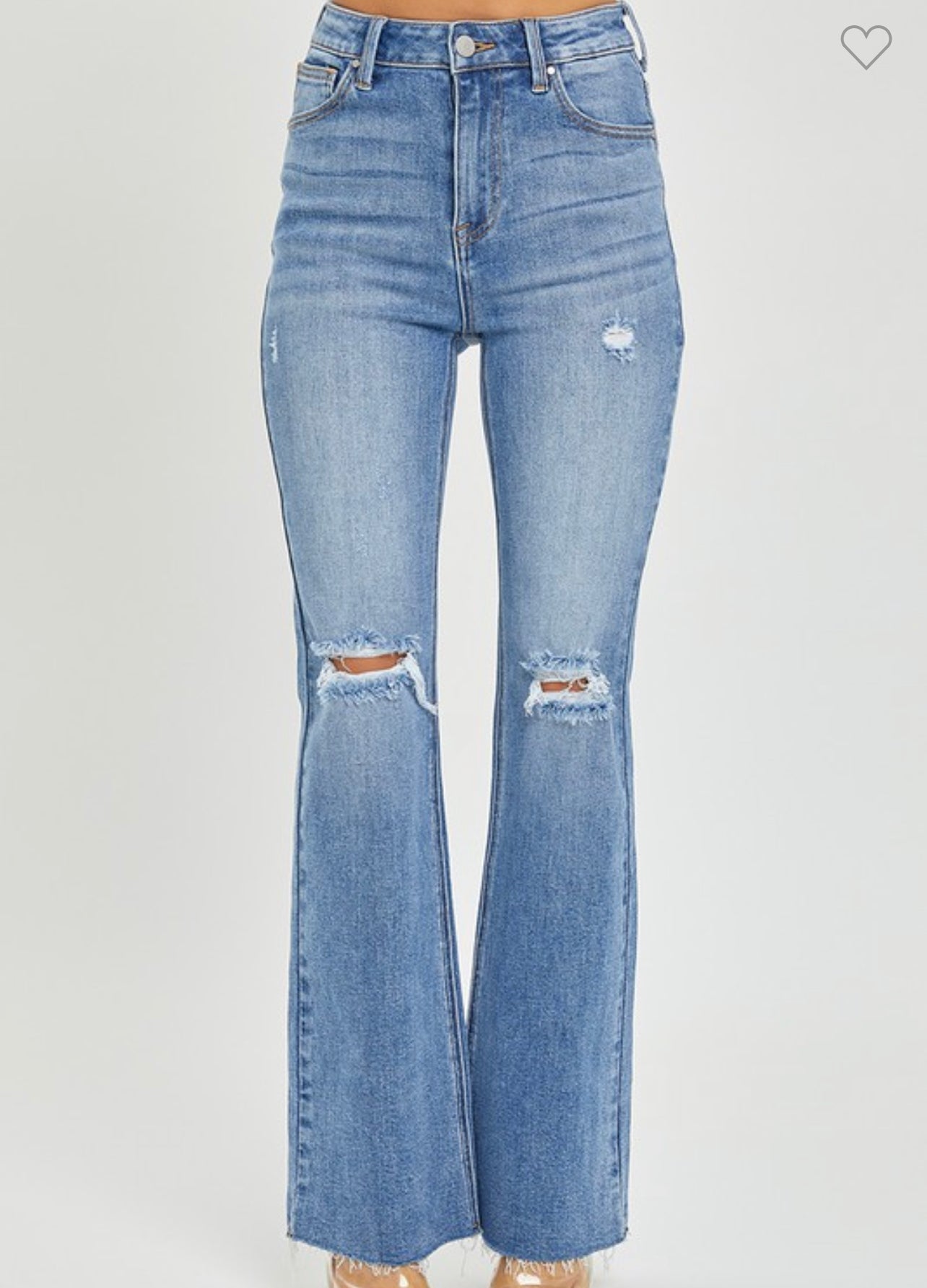 Risen Distressed Knee Flare Jeans