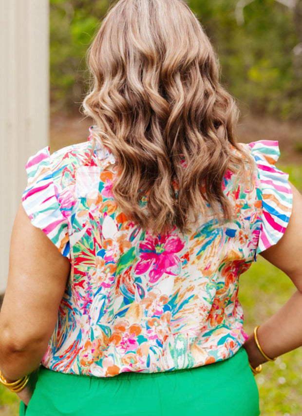 Morning Meadow Floral Curvy Top