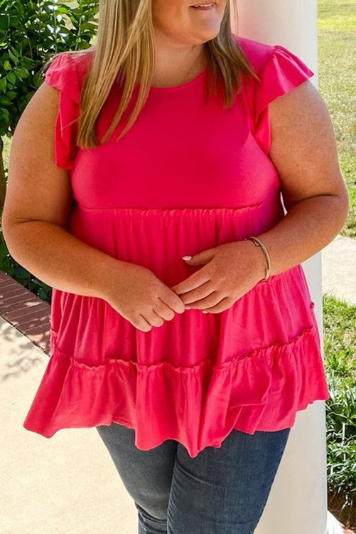 Out N About Pink Curvy Babydoll Top